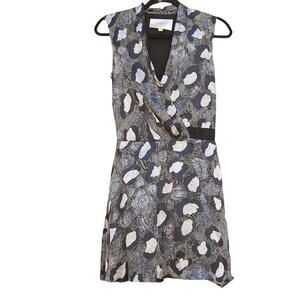 Anthropologie Leifsdottir Dress Sleeveless Leopard Mini Blue Gray Size 0